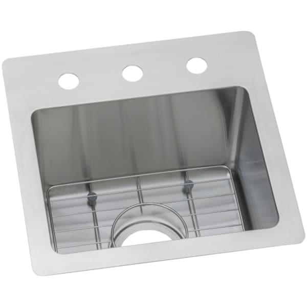 Elkay Crosstown 15"x15"x9", 1-Bowl Dual Mount Bar Sink Kit SS